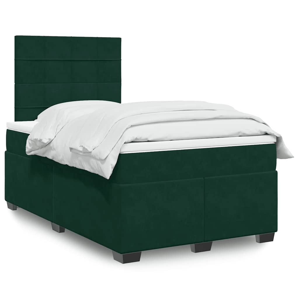 kontinentalseng med madras 120x190 cm velour mørkegrøn
