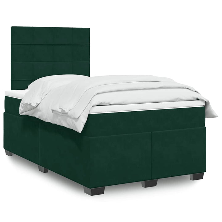 kontinentalseng med madras 120x190 cm velour mørkegrøn