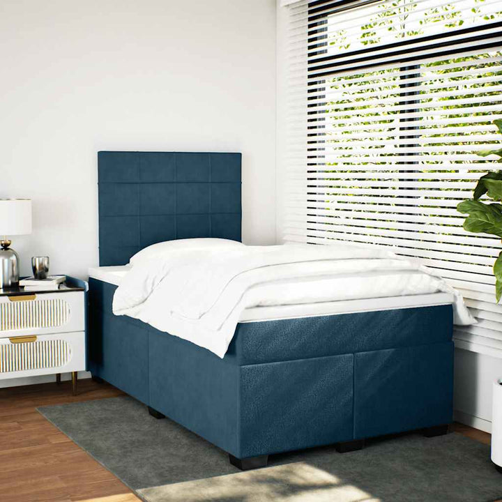 kontinentalseng med madras 120x190 cm velour blå