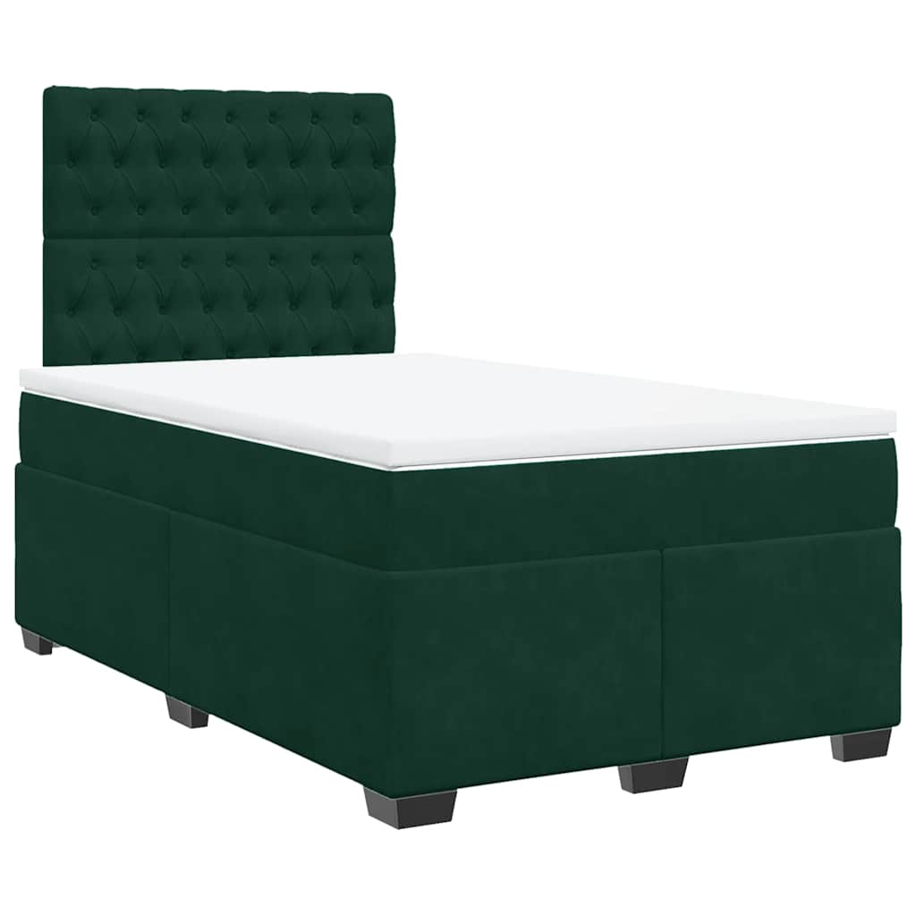 kontinentalseng med madras 120x190 cm velour mørkegrøn