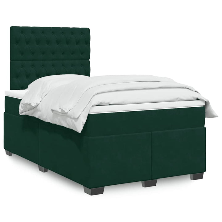 kontinentalseng med madras 120x190 cm velour mørkegrøn