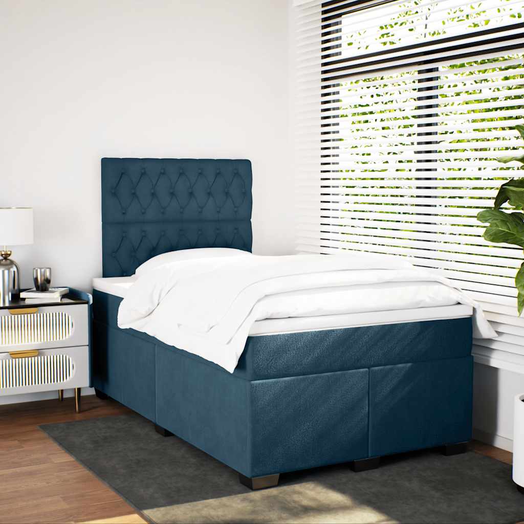 kontinentalseng med madras 120x190 cm velour blå