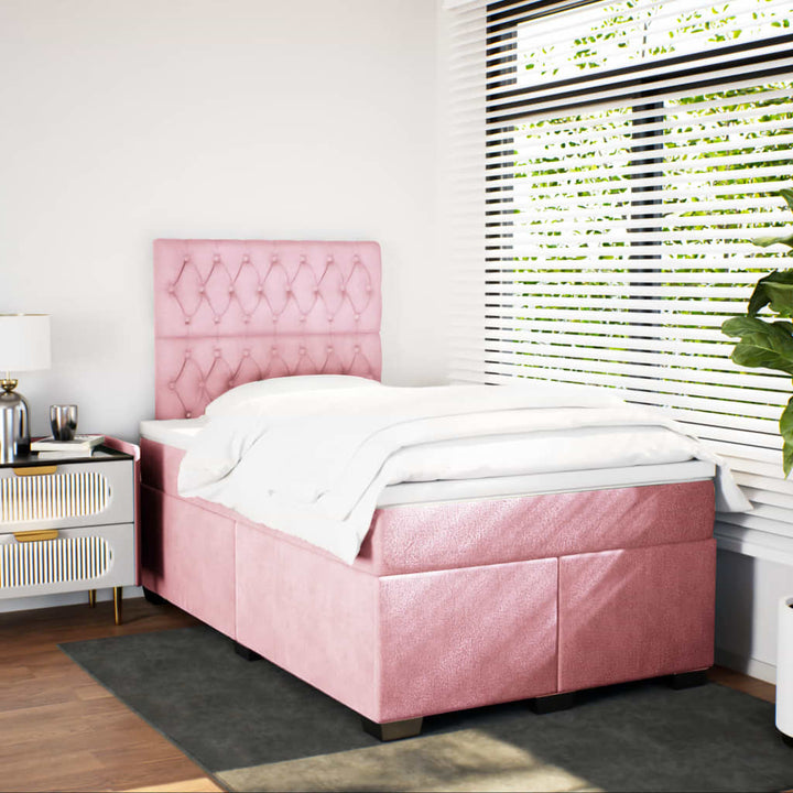 kontinentalseng med madras 120x190 cm velour lyserød