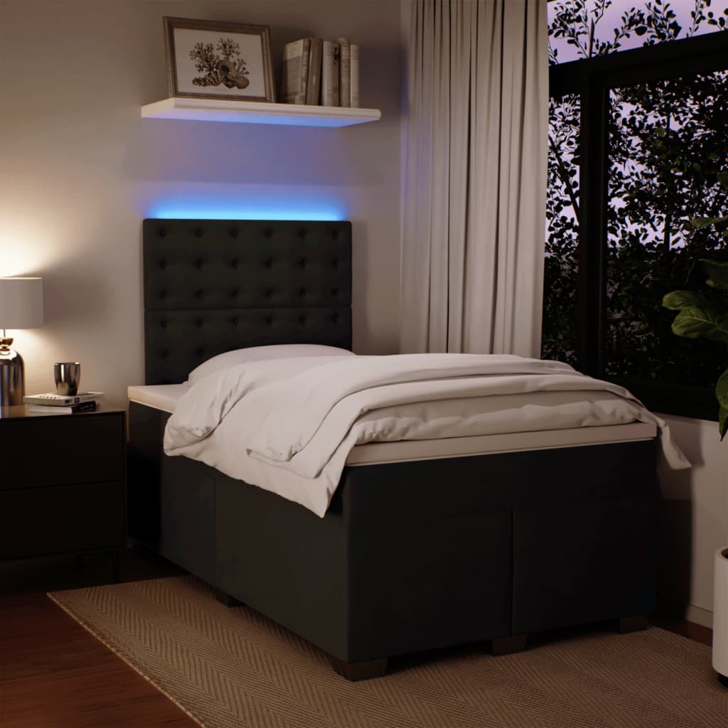 kontinentalseng med madras 120x190 cm velour sort