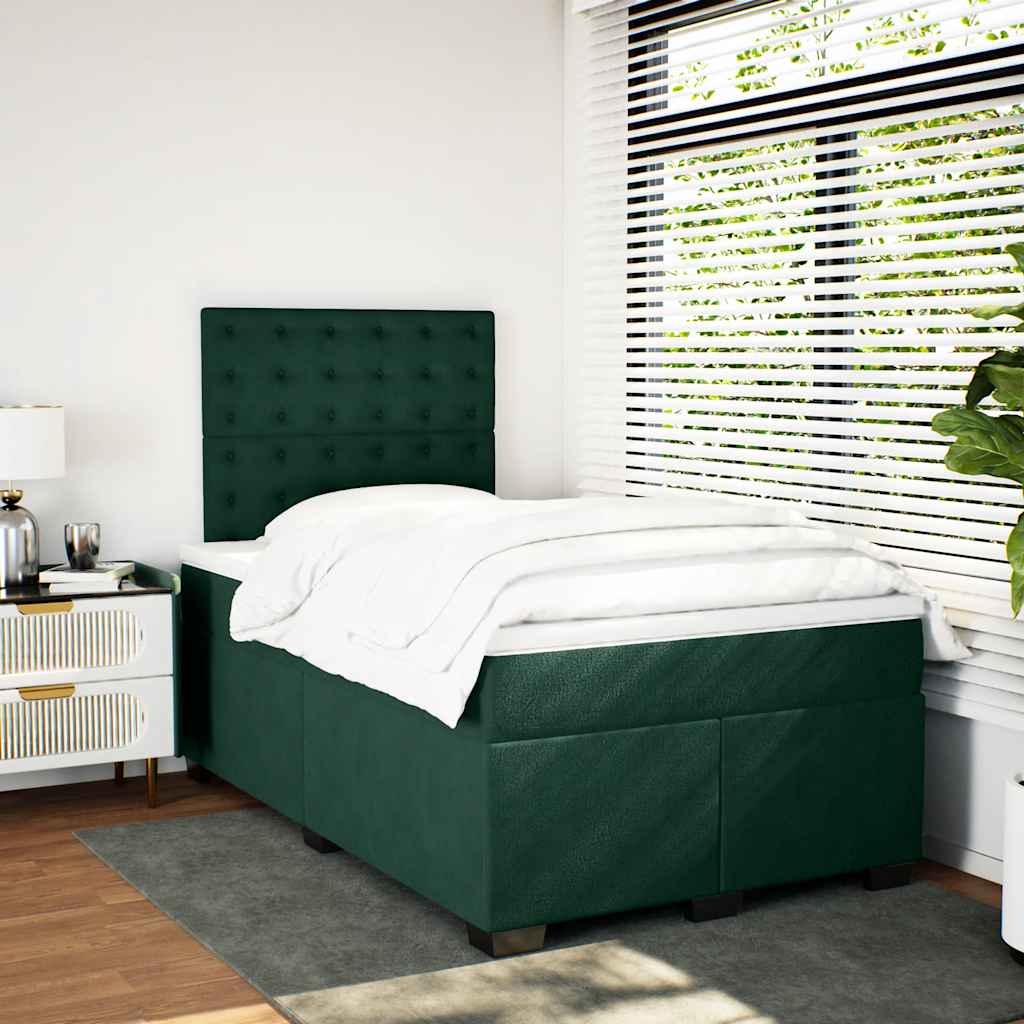 kontinentalseng med madras 120x190 cm velour mørkegrøn