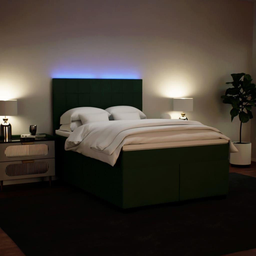 kontinentalseng med madras 140x190 cm fløjl mørkegrøn