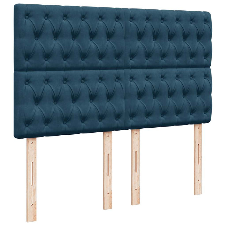 kontinentalseng med madras 140x190 cm fløjl blå