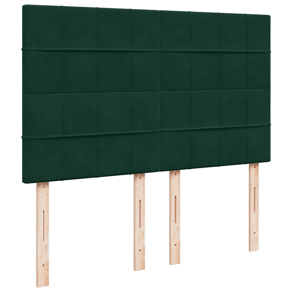 kontinentalseng med madras 140x200 cm fløjl mørkegrøn