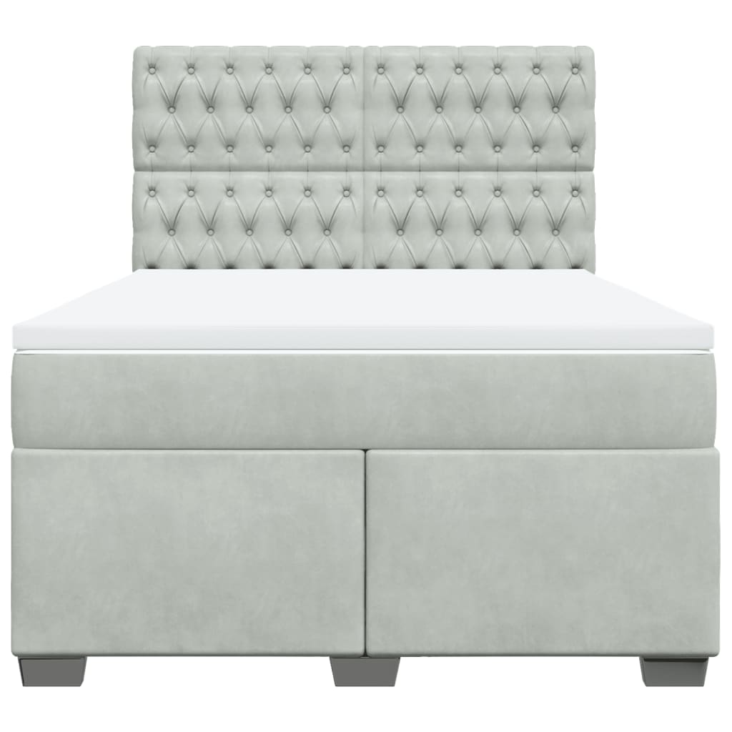 kontinentalseng med madras 140x200 cm fløjl lysegrå