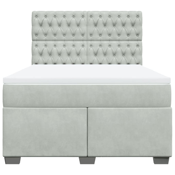 kontinentalseng med madras 140x200 cm fløjl lysegrå