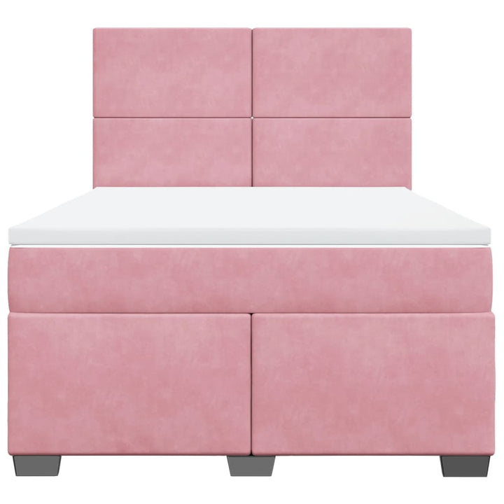 kontinentalseng med madras 160x200 cm fløjl lyserød