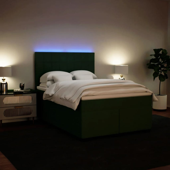 kontinentalseng med madras 160x200 cm fløjl mørkegrøn