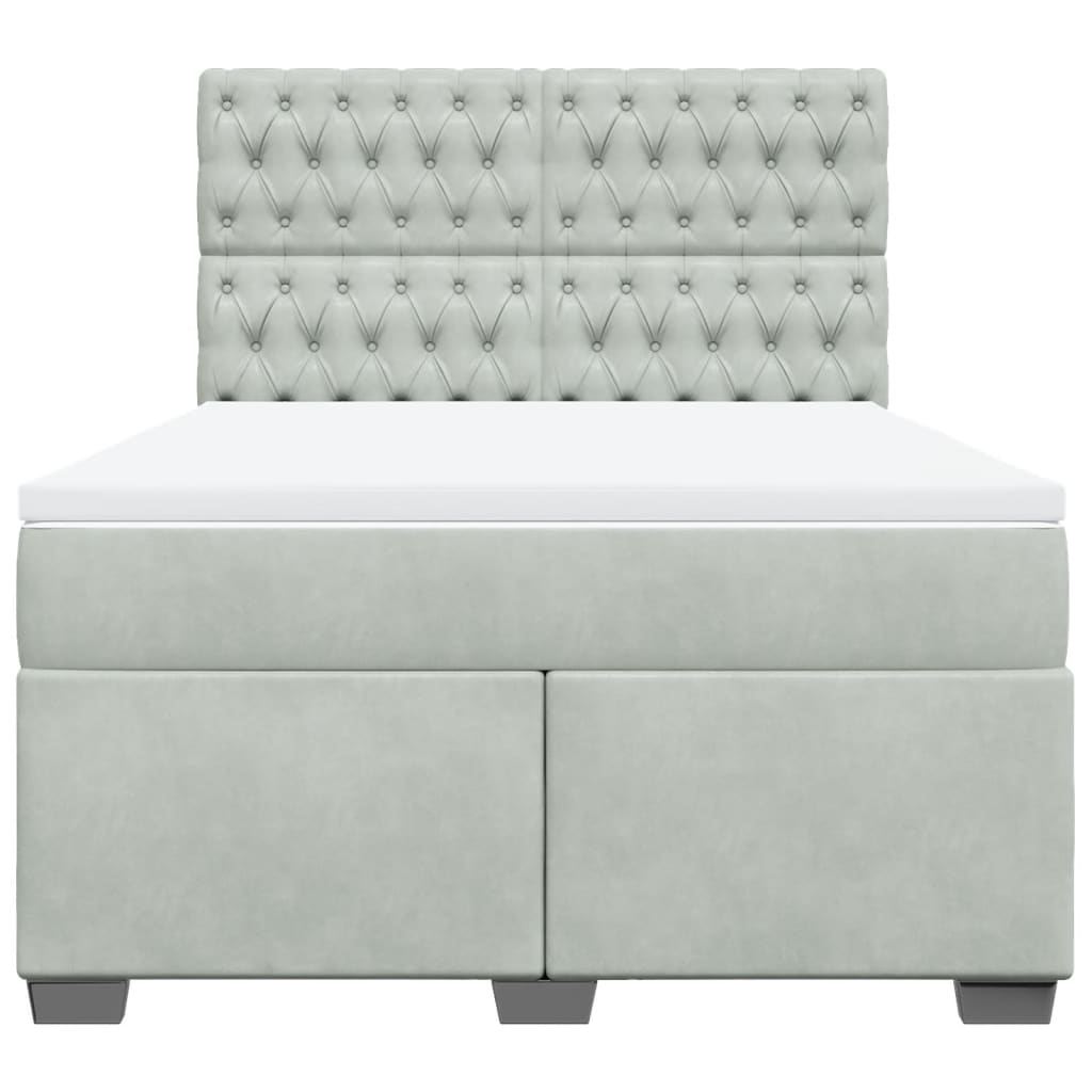 kontinentalseng med madras 160x200 cm fløjl lysegrå