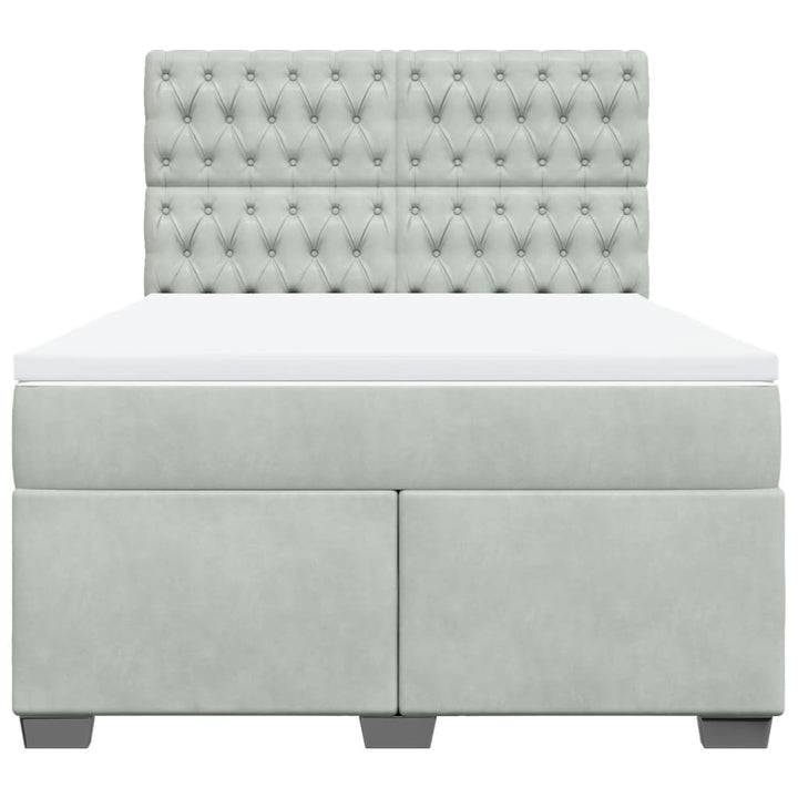 kontinentalseng med madras 160x200 cm fløjl lysegrå