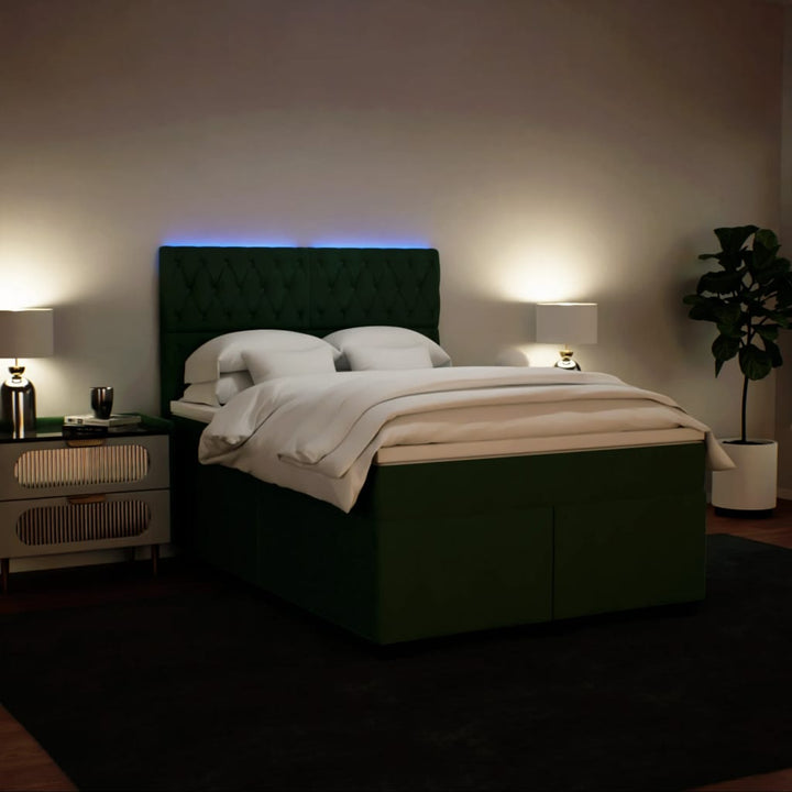 kontinentalseng med madras 160x200 cm fløjl mørkegrøn