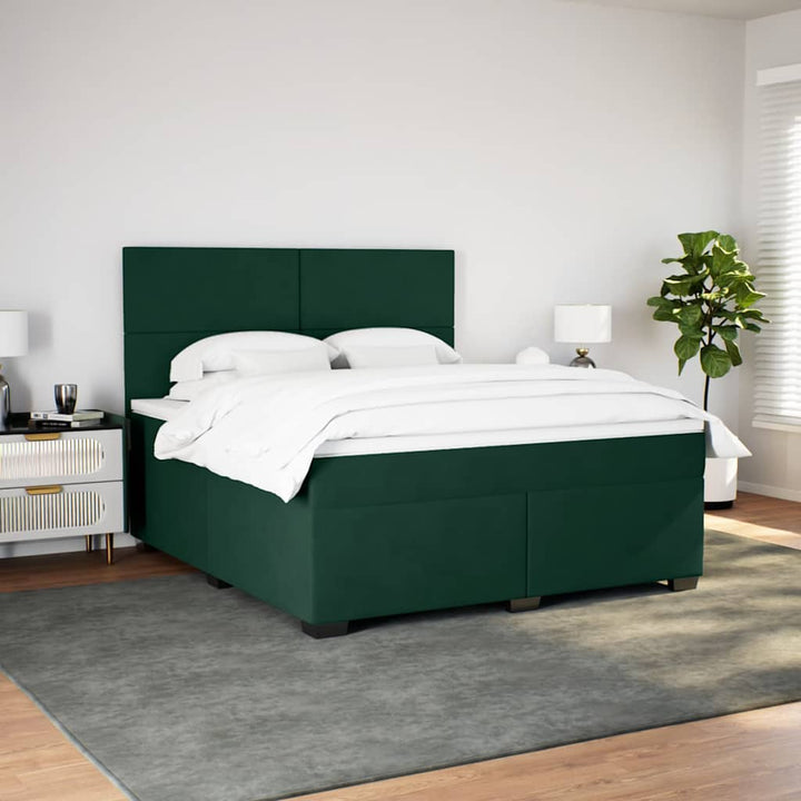 kontinentalseng med madras 180x200 cm fløjl mørkegrøn