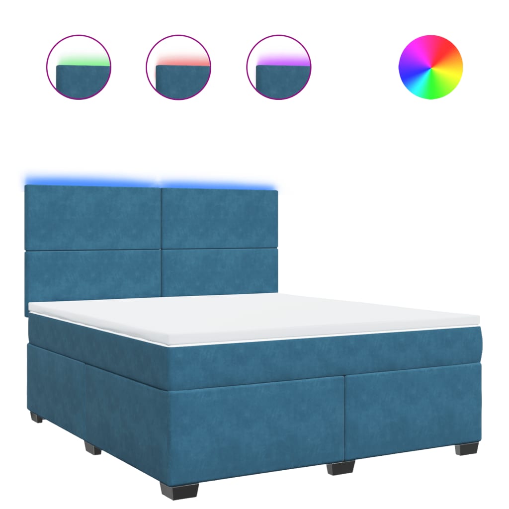 kontinentalseng med madras 180x200 cm fløjl blå
