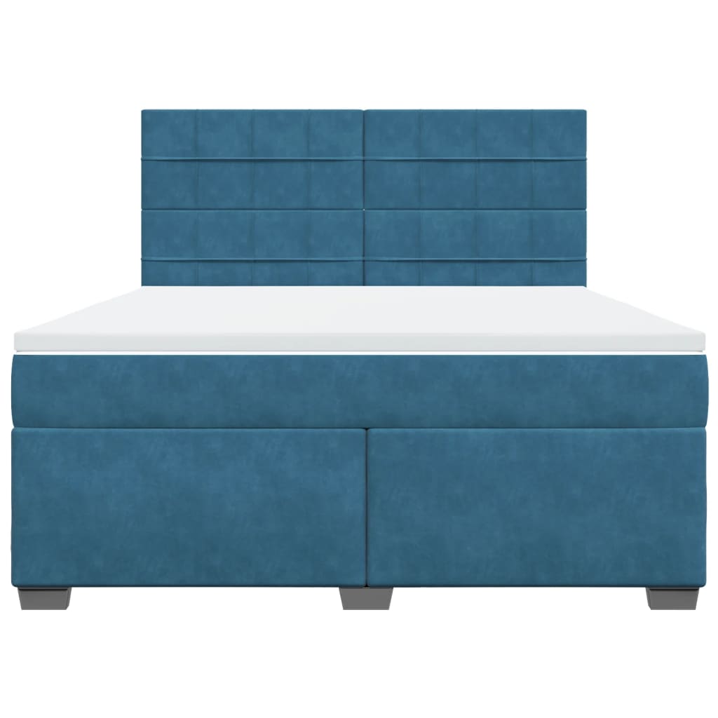 kontinentalseng med madras 180x200 cm fløjl blå