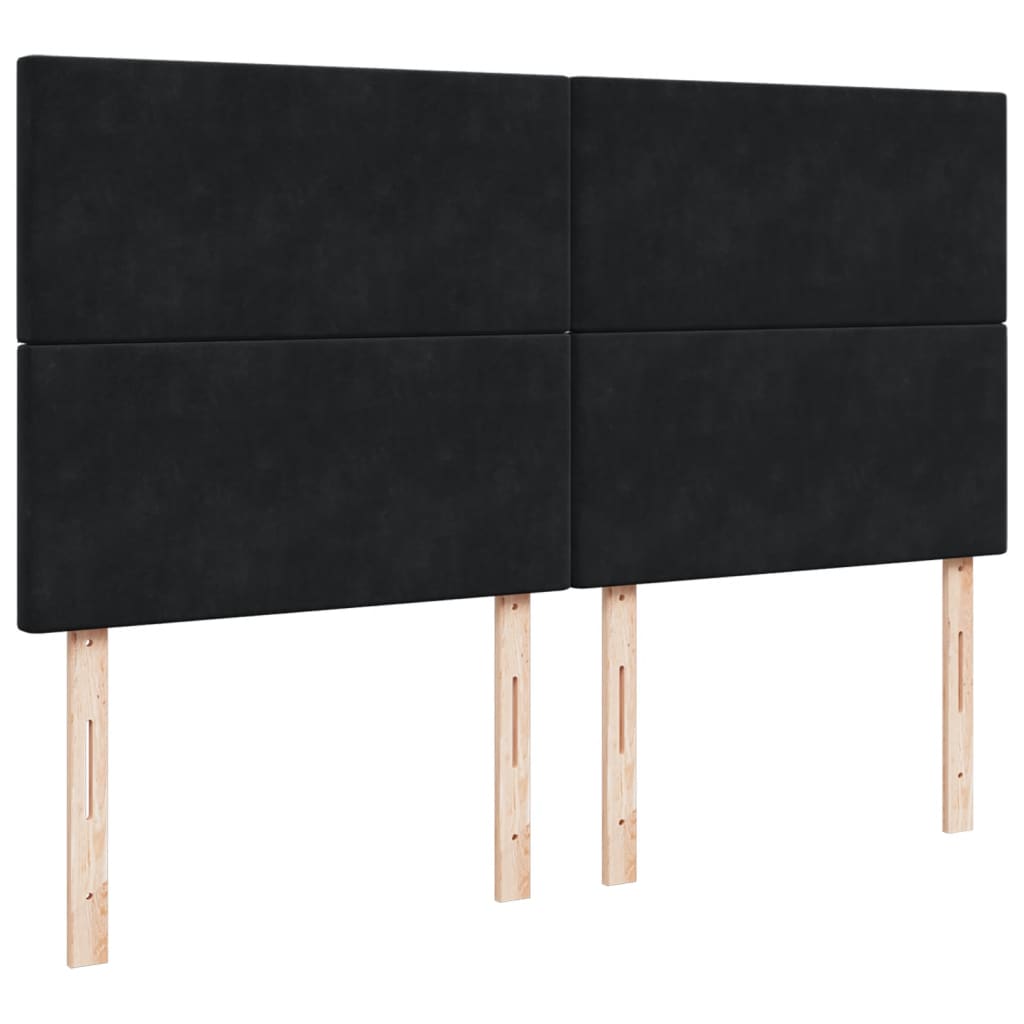 kontinentalseng med madras 200x200 cm fløjl sort