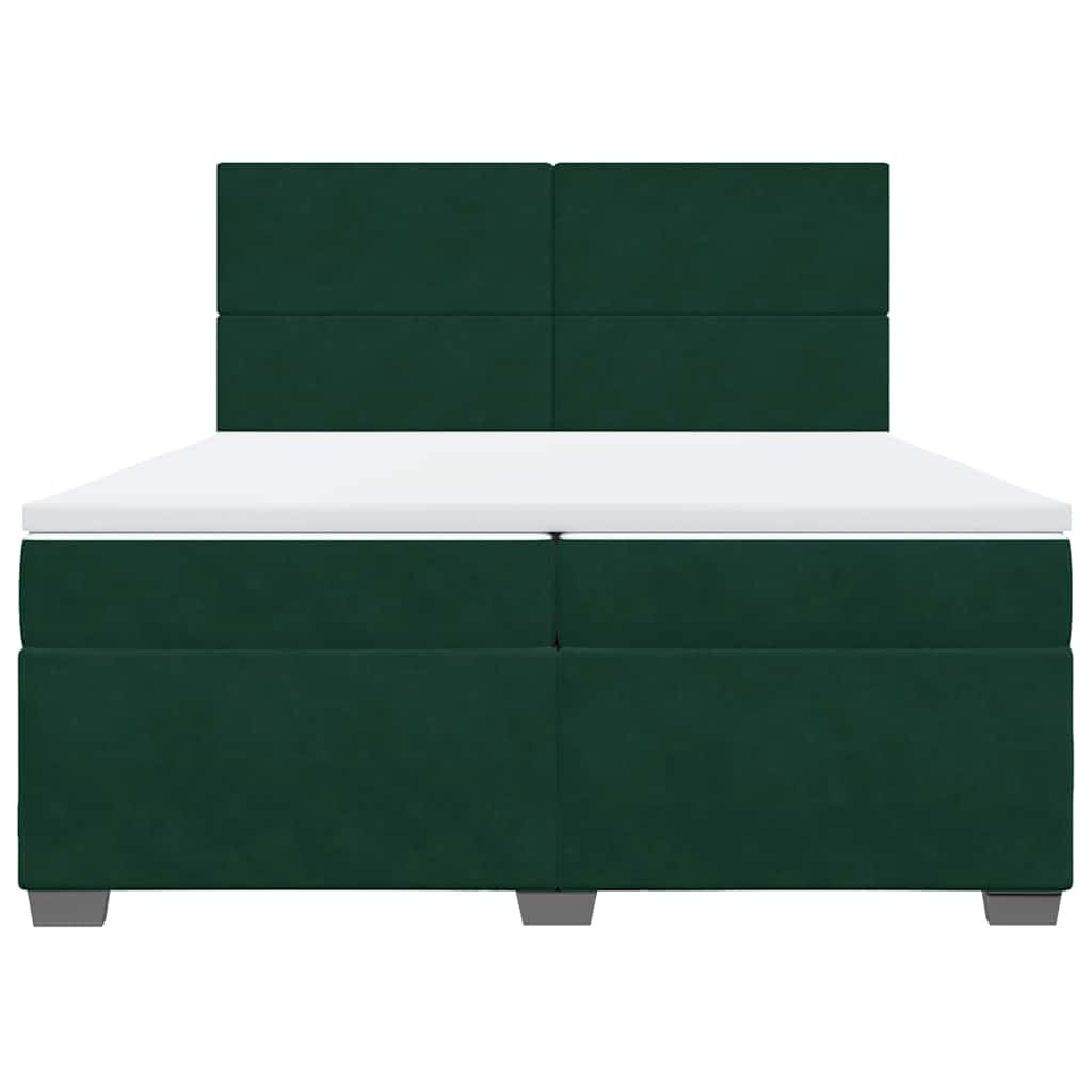 kontinentalseng med madras 200x200 cm fløjl mørkegrøn
