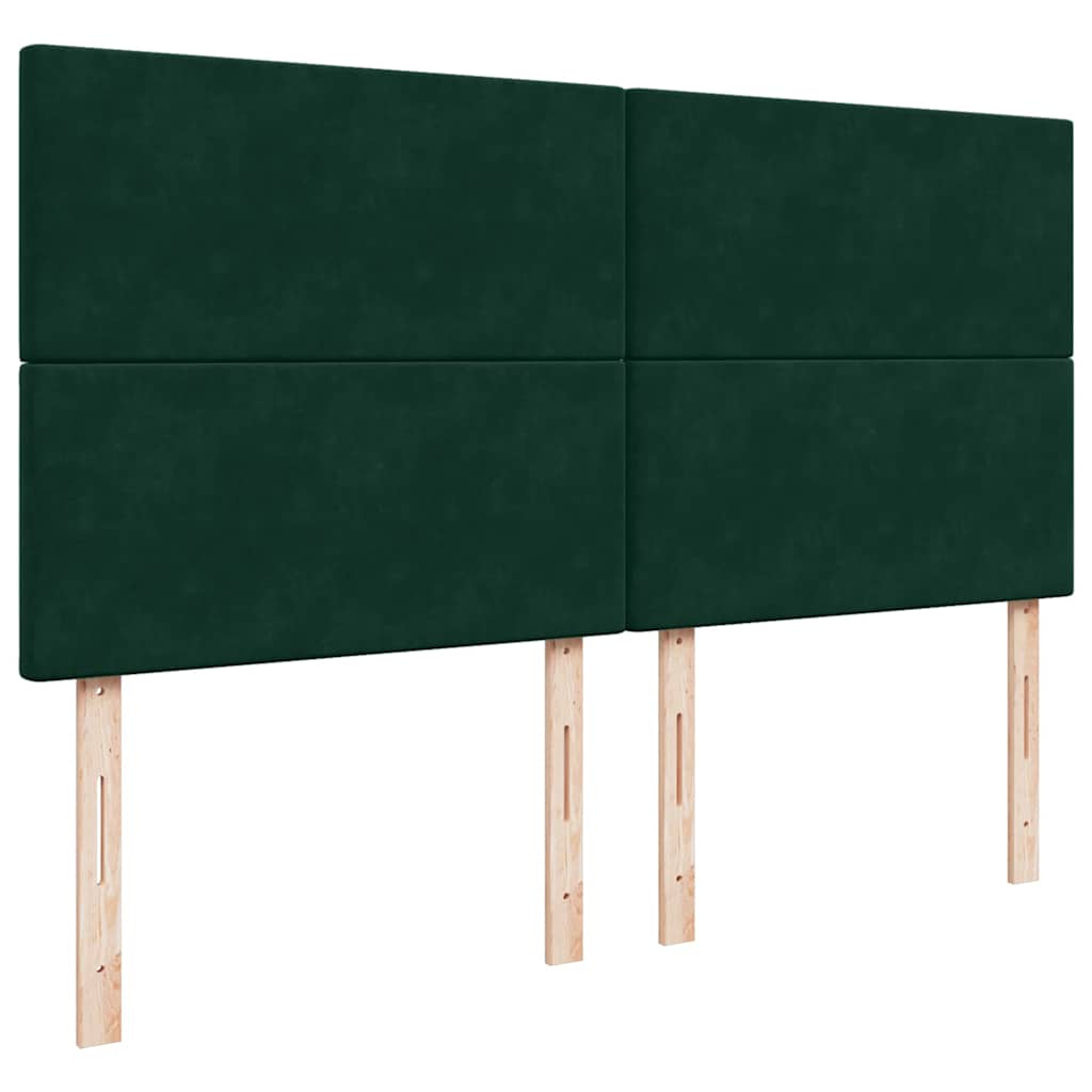 kontinentalseng med madras 200x200 cm fløjl mørkegrøn