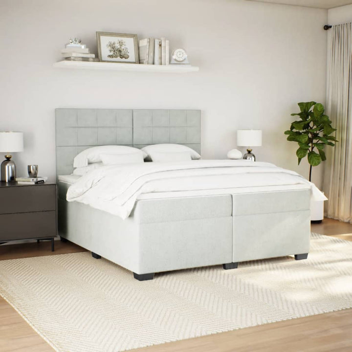kontinentalseng med madras 200x200 cm fløjl lysegrå