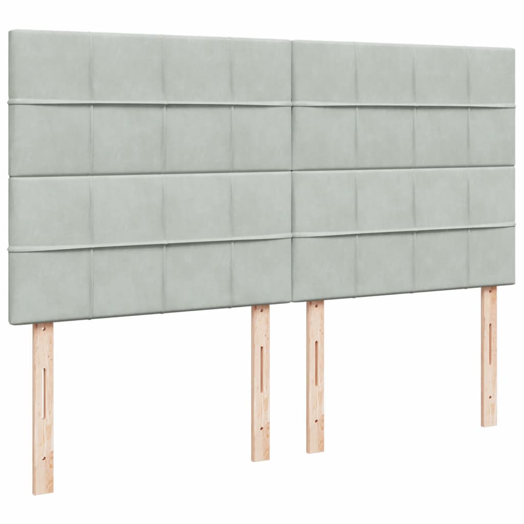 kontinentalseng med madras 200x200 cm fløjl lysegrå