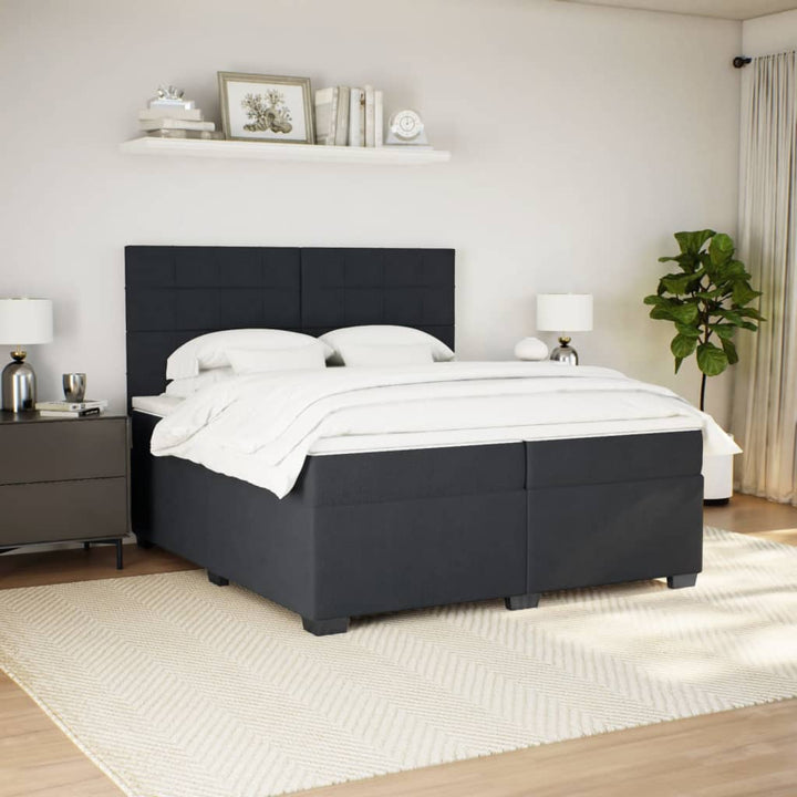 kontinentalseng med madras 200x200 cm fløjl sort