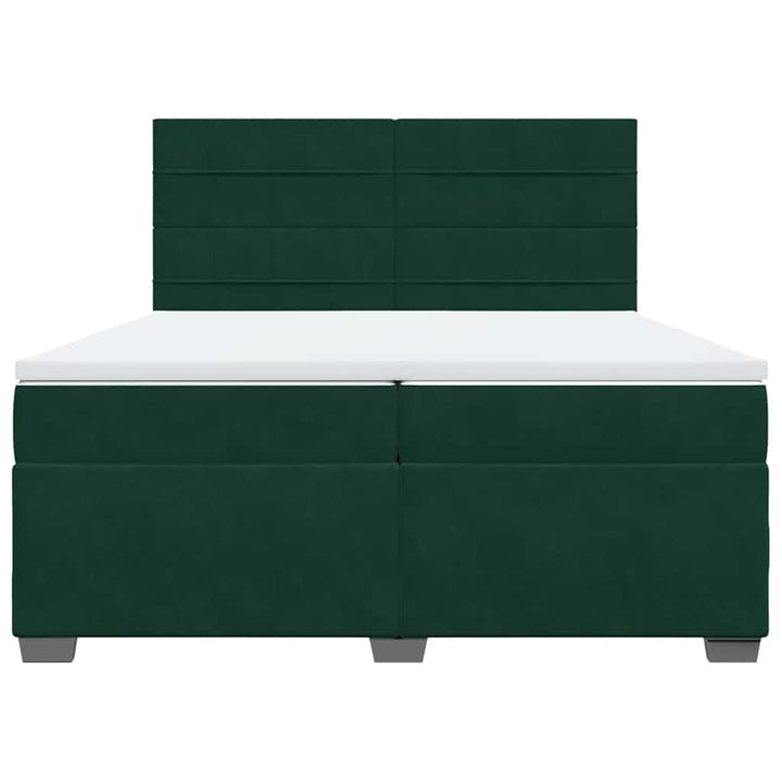 kontinentalseng med madras 200x200 cm fløjl mørkegrøn