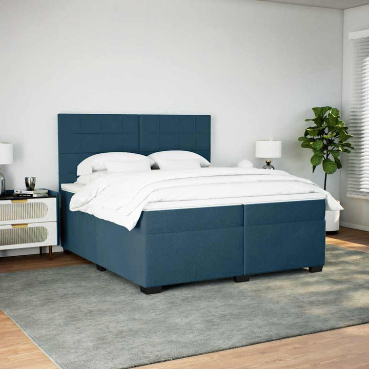 kontinentalseng med madras 200x200 cm fløjl blå