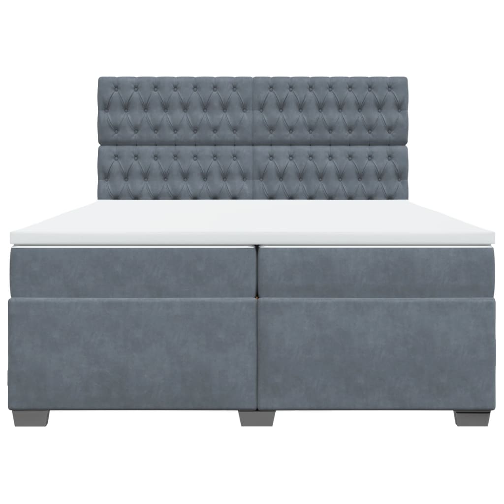 kontinentalseng med madras 200x200 cm fløjl mørkegrå