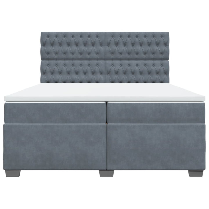 kontinentalseng med madras 200x200 cm fløjl mørkegrå