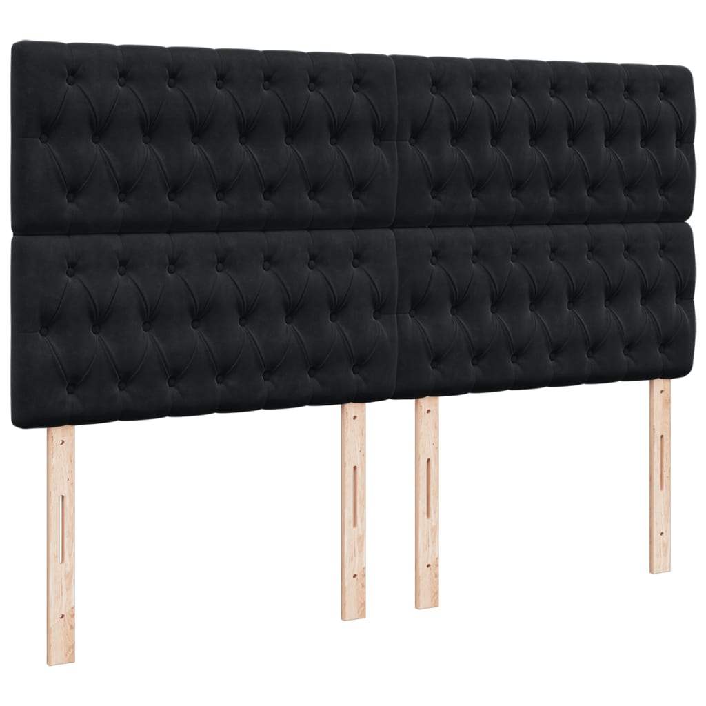 kontinentalseng med madras 200x200 cm fløjl sort