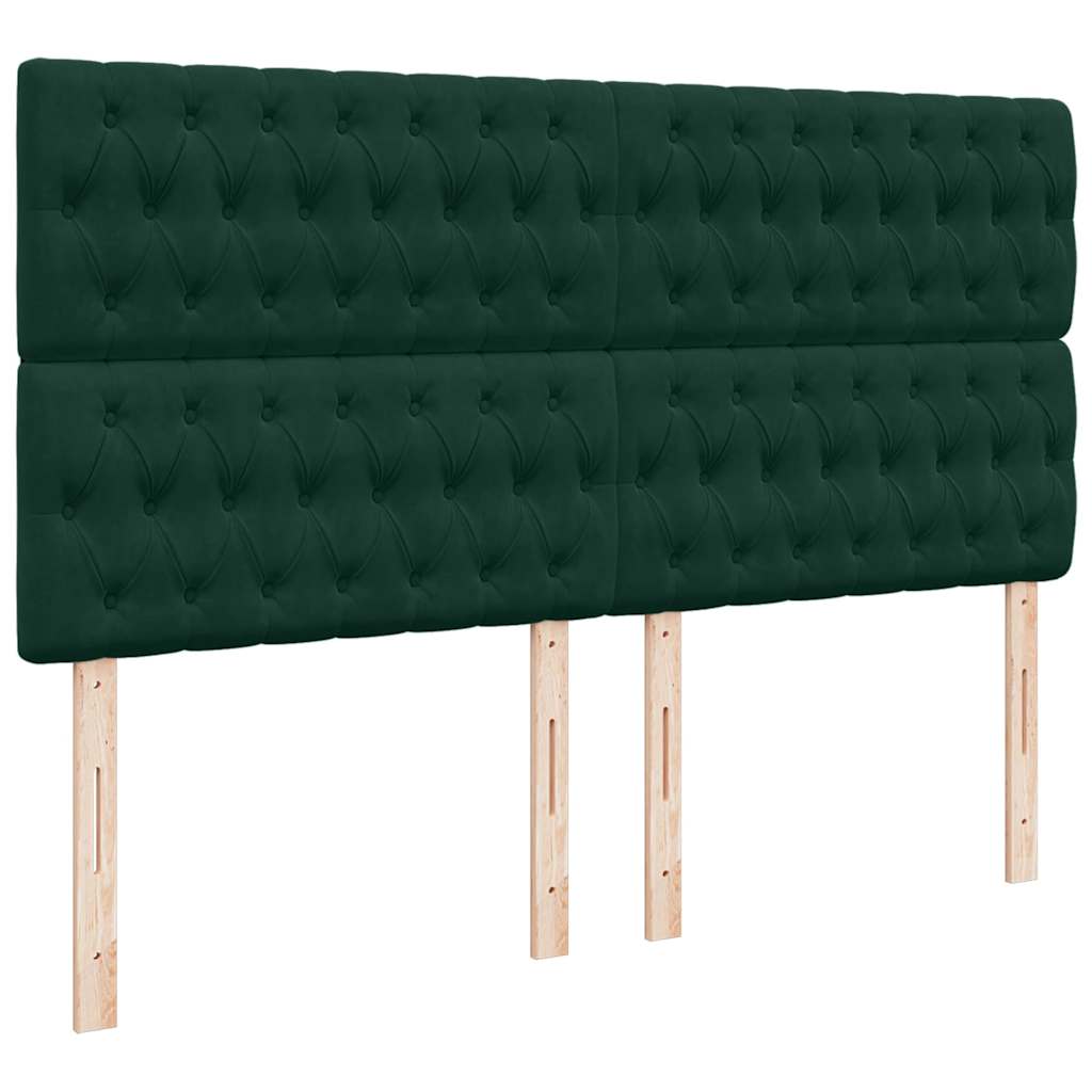 kontinentalseng med madras 200x200 cm fløjl mørkegrøn