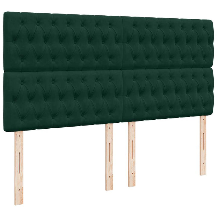 kontinentalseng med madras 200x200 cm fløjl mørkegrøn
