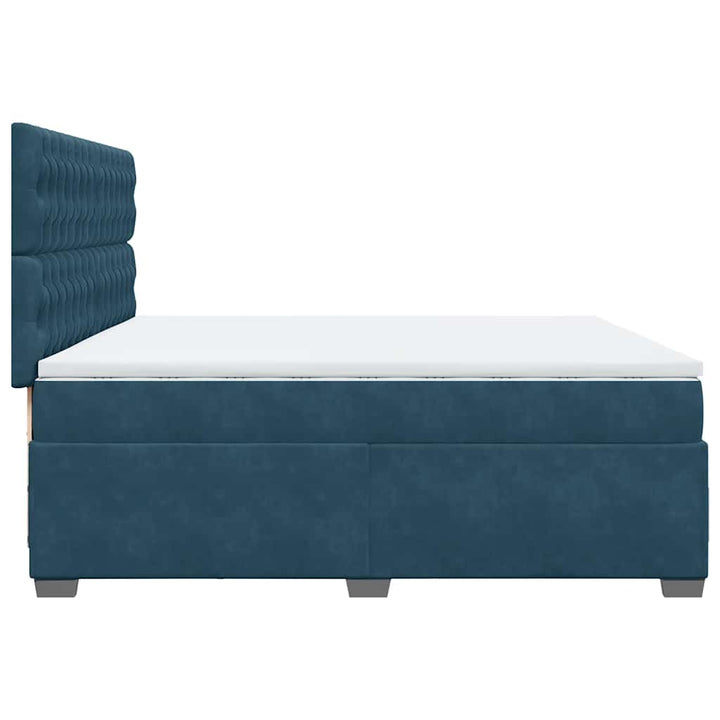 kontinentalseng med madras 200x200 cm fløjl blå