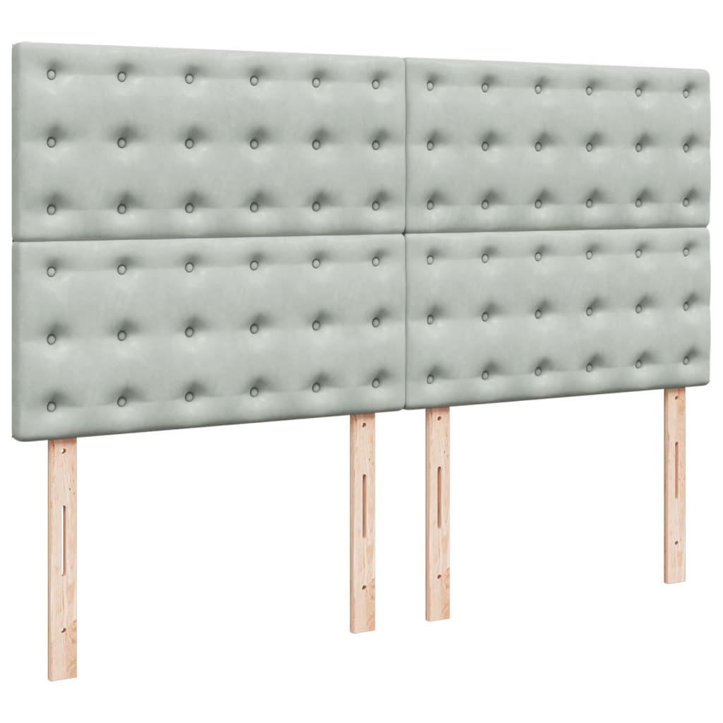 kontinentalseng med madras 200x200 cm fløjl lysegrå