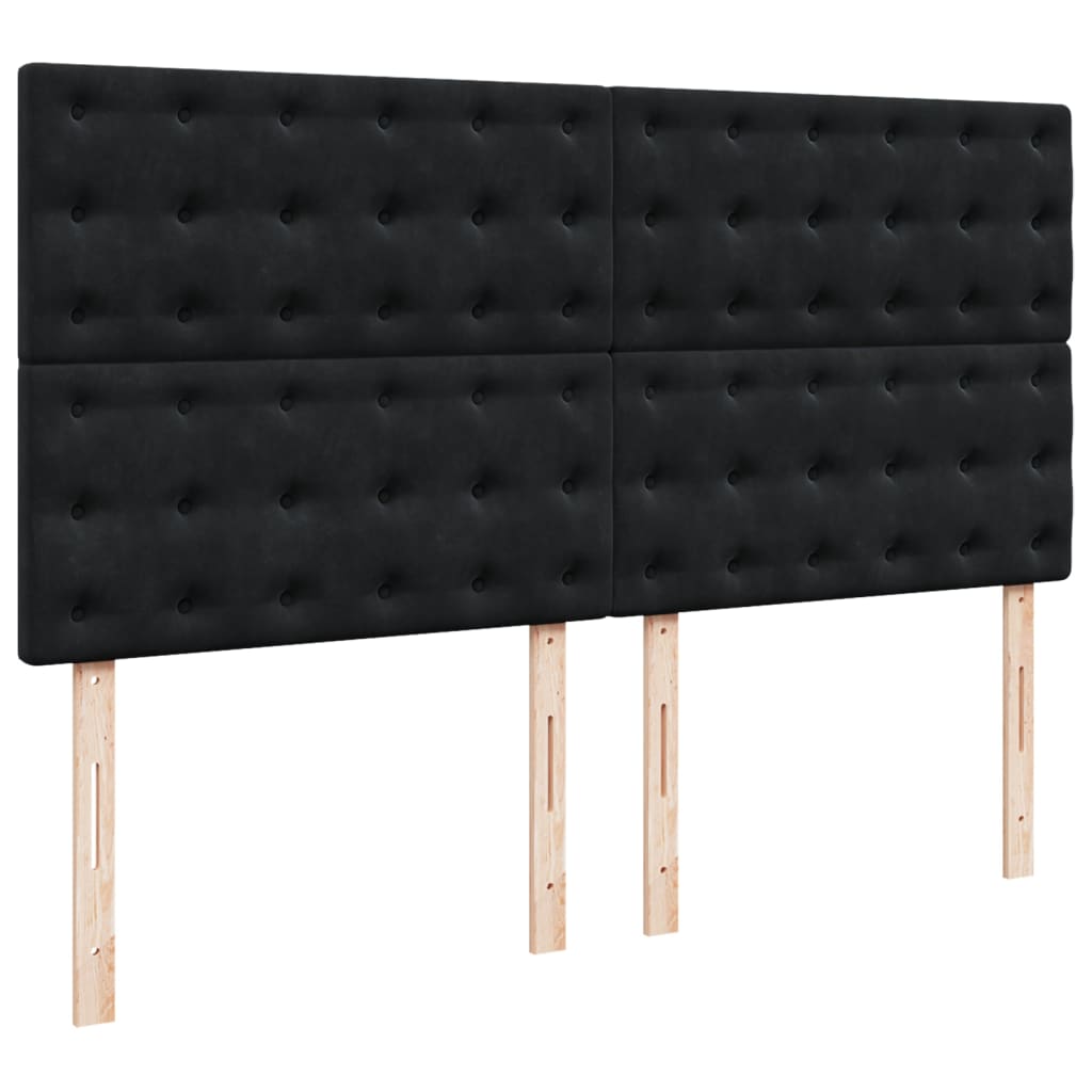 kontinentalseng med madras 200x200 cm fløjl sort