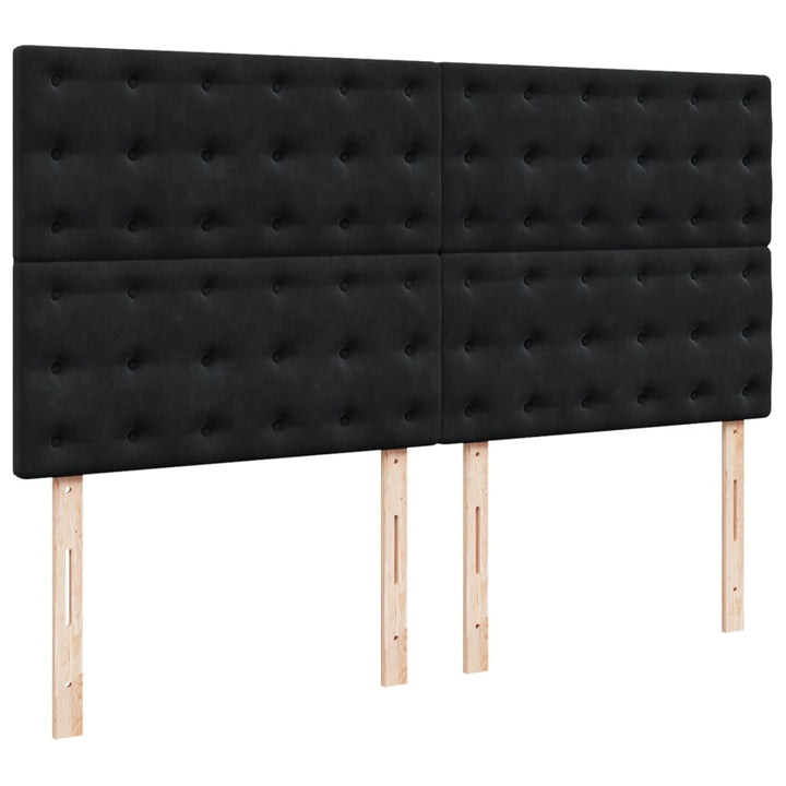 kontinentalseng med madras 200x200 cm fløjl sort