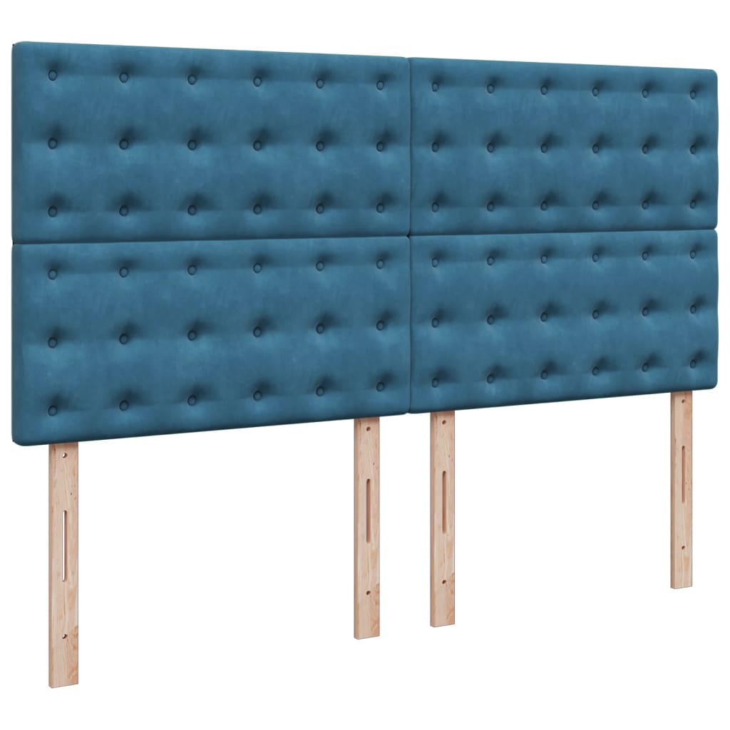 kontinentalseng med madras 200x200 cm fløjl blå