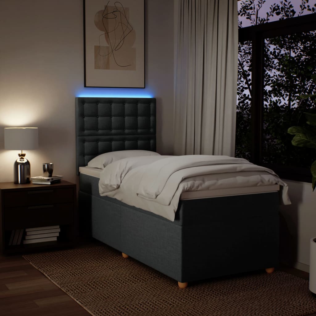 kontinentalseng med madras 80x200 cm stof mørkegrå