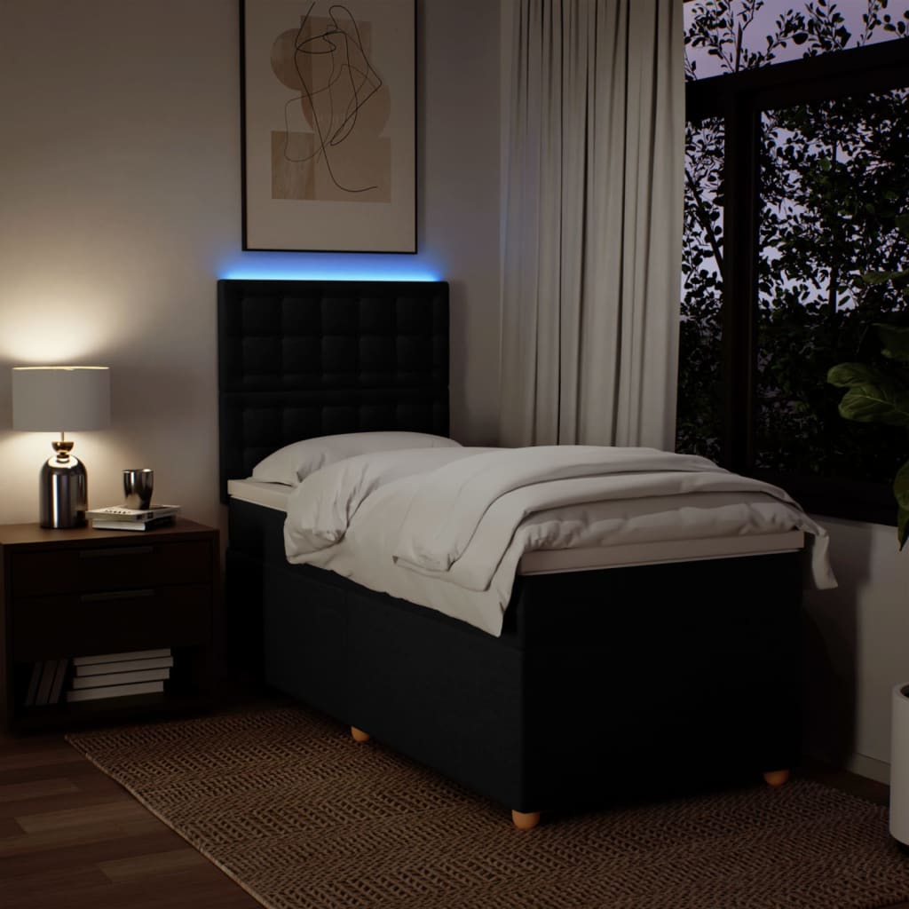 kontinentalseng med madras 80x200 cm stof sort