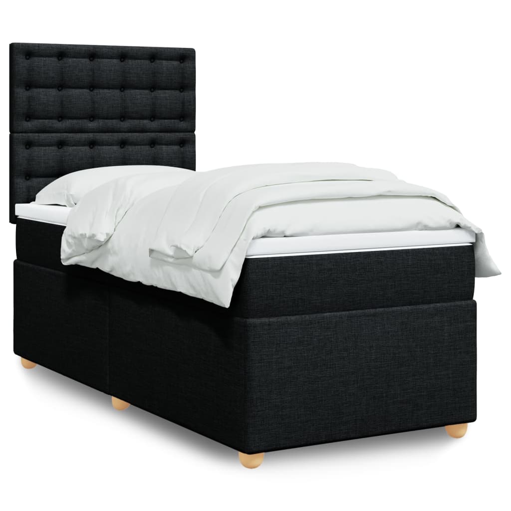 kontinentalseng med madras 80x200 cm stof sort