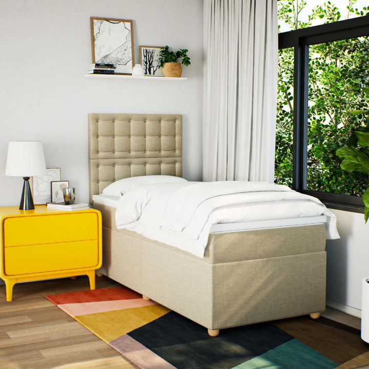 kontinentalseng med madras 80x200 cm stof cremefarvet