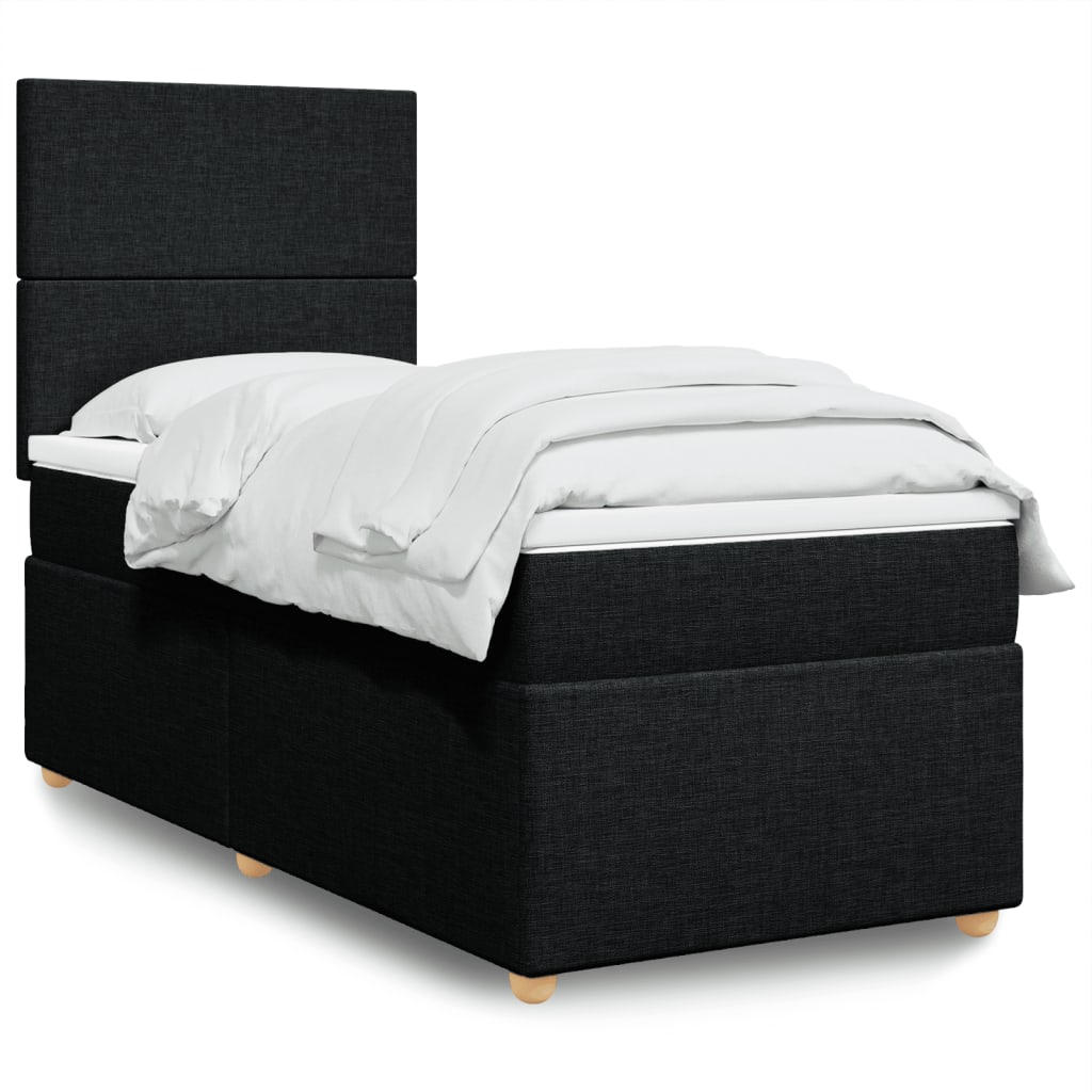 kontinentalseng med madras 90x190 cm stof sort