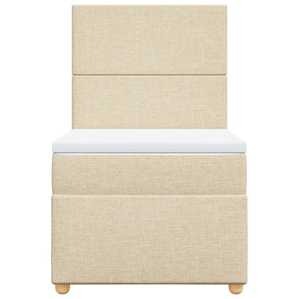 kontinentalseng med madras 90x190 cm stof cremefarvet