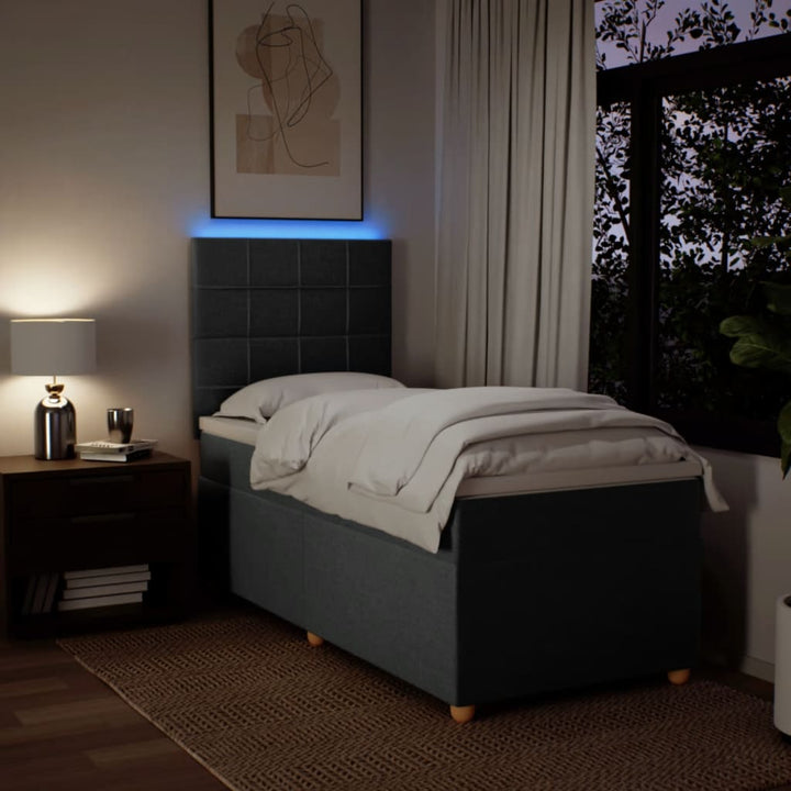 kontinentalseng med madras 90x190 cm stof mørkegrå