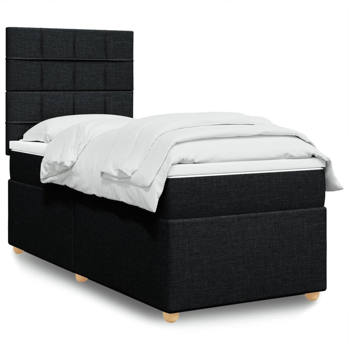 kontinentalseng med madras 90x190 cm stof sort
