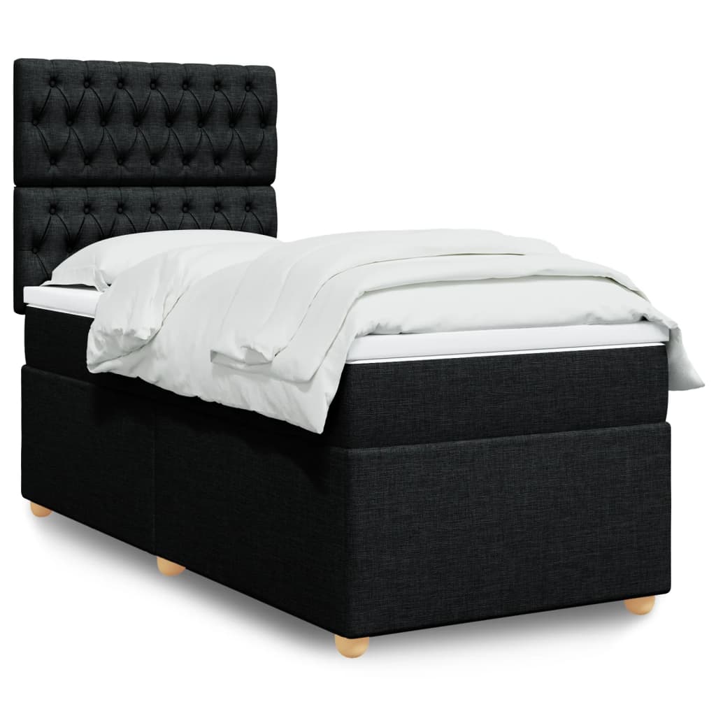 kontinentalseng med madras 90x190 cm stof sort