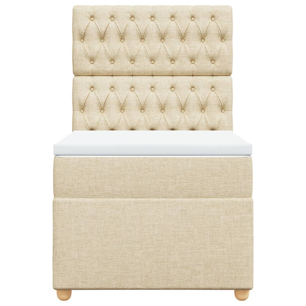 kontinentalseng med madras 90x190 cm stof cremefarvet